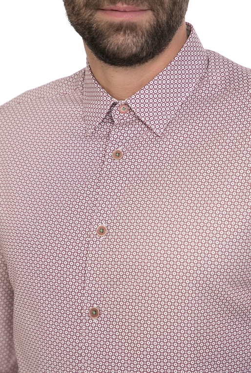 TED BAKER-Ανδρικό πουκάμισο TED BAKER κόκικινο με μοτίβο